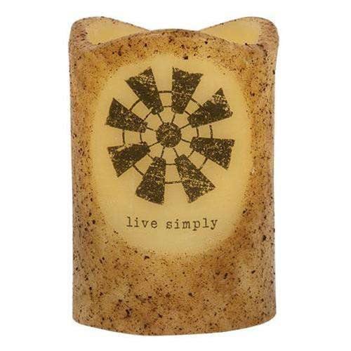 Live Simply Windmill Pillar, 3x5" - The Fox Decor