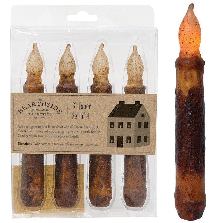 4/Pkg, Burnt Mustard LED Tapers - The Fox Decor