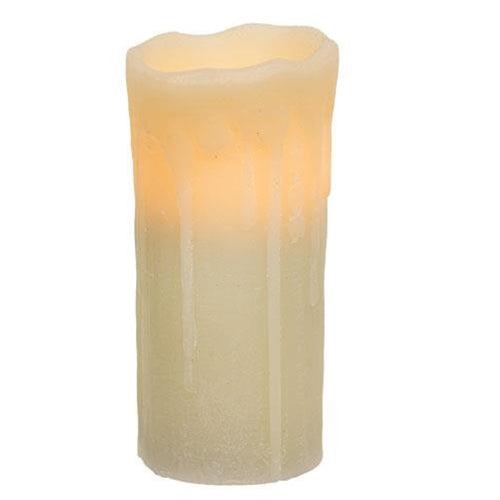 White Dripped Pillar Candle, 7 inch - The Fox Decor