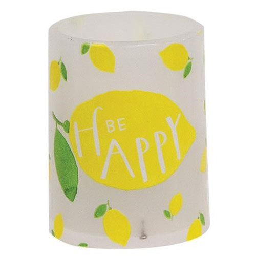 Be Happy Lemon Timer Pillar 3" x 4" - The Fox Decor