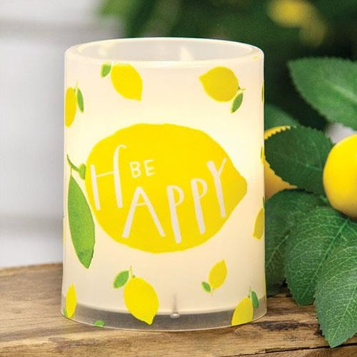 Be Happy Lemon Timer Pillar 3" x 4"