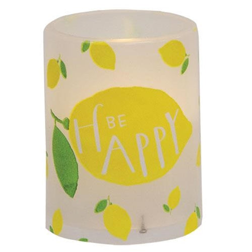 Be Happy Lemon Timer Pillar 3" x 4" - The Fox Decor