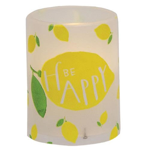 Be Happy Lemon Timer Pillar 3" x 4"