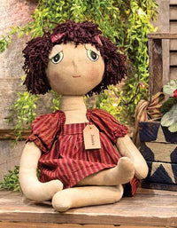 Thumbnail for Jessica Doll wears a vintage red dress with gold stripes - The Fox Decor