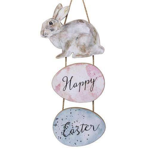 Happy Easter Watercolor Bunny Hanger - The Fox Decor