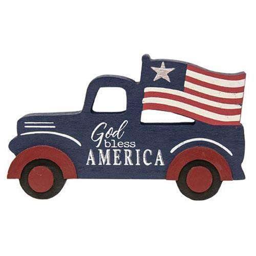God Bless America Wooden Truck Sitter