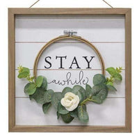 Thumbnail for Stay Awhile Floral Framed Sign