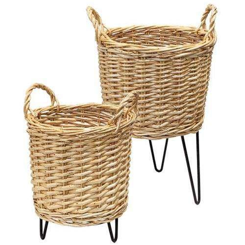 2/Set, Wicker Basket Plant Stands - The Fox Decor