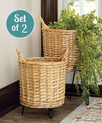 Thumbnail for 2/Set, Wicker Basket Plant Stands - The Fox Decor