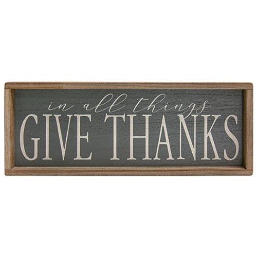 In All Things Give Thanks Weathered Framed Sign - The Fox Decor