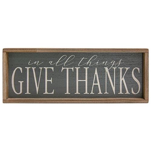 In All Things Give Thanks Weathered Framed Sign