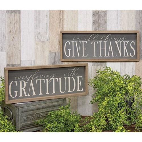 Overflowing With Gratitude Weathered Framed Sign