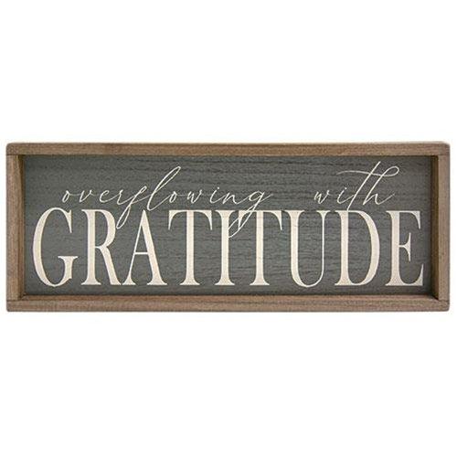 Overflowing With Gratitude Weathered Framed Sign - The Fox Decor