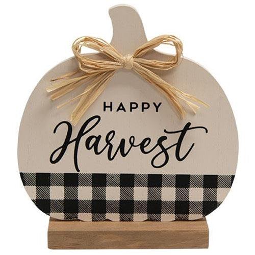 Happy Harvest Buffalo Check & White Pumpkin - The Fox Decor