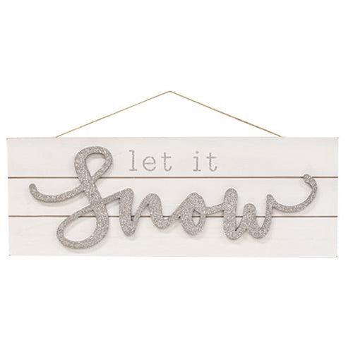 Sparkle Let It Snow Pallet Sign - The Fox Decor