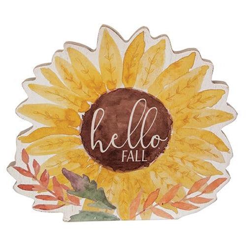 Hello Fall Chunky Watercolor Sunflower Sitter - The Fox Decor