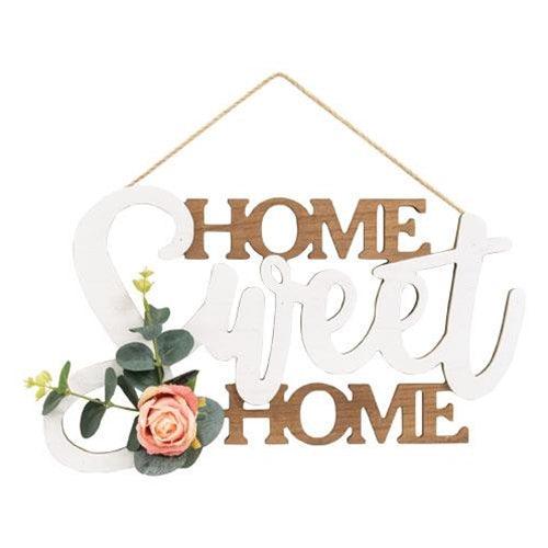 Home Sweet Home Cutout Floral Accent Hanging Sign - The Fox Decor