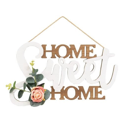 Home Sweet Home Cutout Floral Accent Hanging Sign