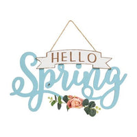Thumbnail for Hello Spring Banner Cutout Floral Accent Hanging Sign