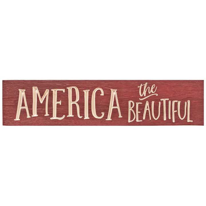America the Beautiful Engraved Sign, Barn Red, 24"