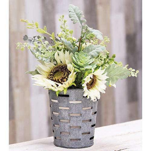 Galvanized Olive Bucket 5.25" - The Fox Decor