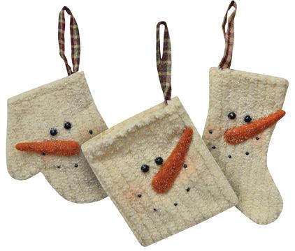 Chenille Snowman Ornament, 3 Asstd. Sold Individually - The Fox Decor