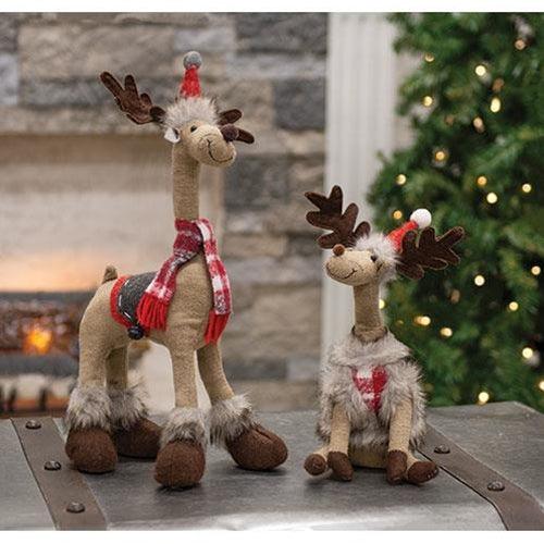 Sitting Plush Long Neck Reindeer