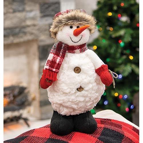 Standing Plush Snowman w/Plaid Scarf & Hat - The Fox Decor
