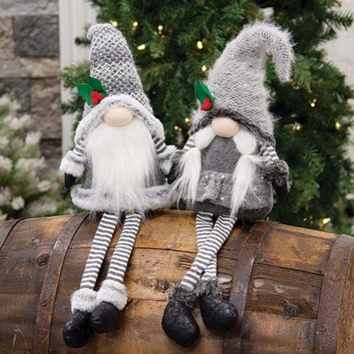 Lg Dangle Leg Mr or Mrs Santa Gnome, 2 Asstd. sold individually - The Fox Decor