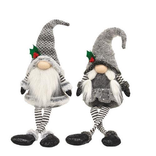 Lg Dangle Leg Mr or Mrs Santa Gnome, 2 Asstd. sold individually - The Fox Decor