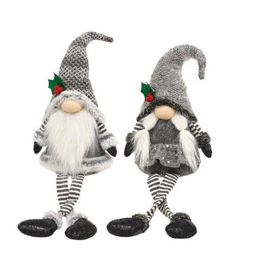 Lg Dangle Leg Mr or Mrs Santa Gnome, 2 Asstd. sold individually