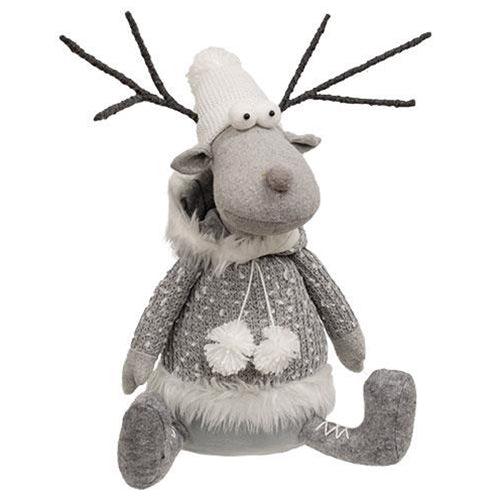 Gray Winter Reindeer with Hoodie Sitter - The Fox Decor