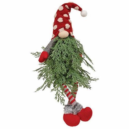 Polka Dot Christmas Tree Dangle Leg Gnome w/LED Lights - The Fox Decor
