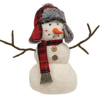 Large Winter Plaid Snowman Sitter - The Fox Decor