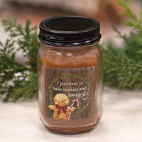 Thumbnail for I Just Want to Bake Cookies Gingerbread Pint Jar Candle