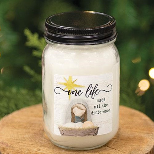 One Life Twisted Peppermint Pint Jar Candle