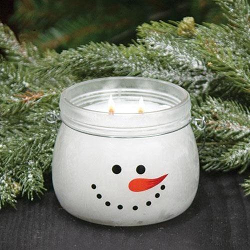 Twisted Peppermint Snowman Jar Candle, 14oz - The Fox Decor