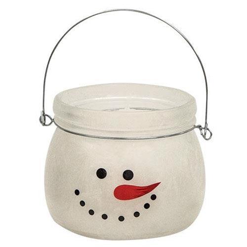 Twisted Peppermint Snowman Jar Candle, 14oz - The Fox Decor