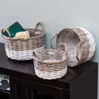 Thumbnail for 3/Set, White Dipped Willow Bushel Basket Planters - The Fox Decor