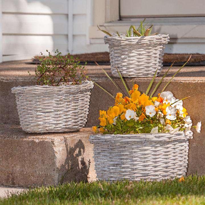 *3/Set, Gray Willow Baskets - The Fox Decor