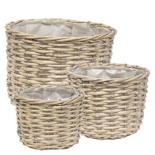 3/Set, Graywashed Willow Planter Baskets - The Fox Decor