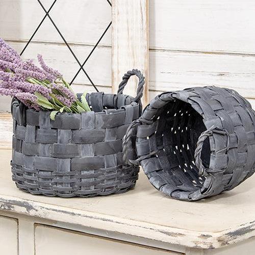 2/Set, Natural Gathering Baskets w/Rope Handles - The Fox Decor