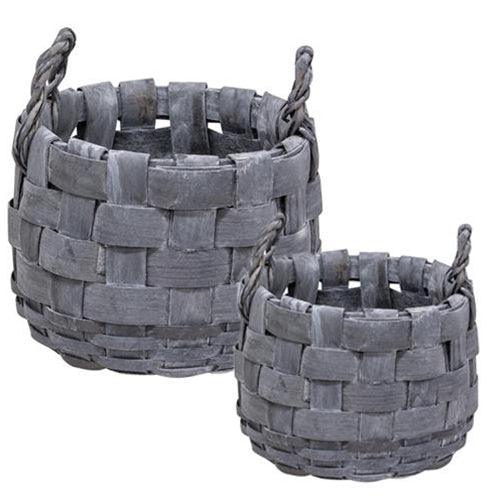 2/Set, Natural Gathering Baskets w/Rope Handles - The Fox Decor