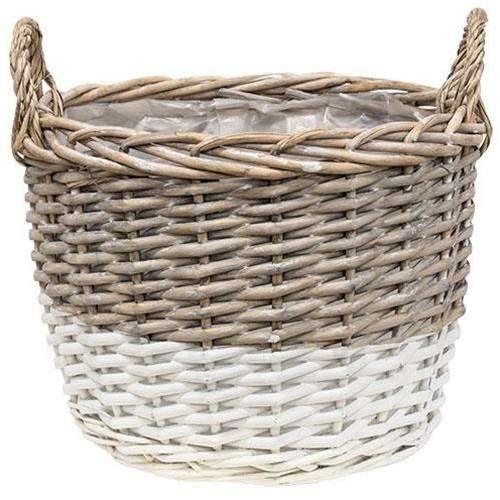 3/Set, White Dipped Willow Gathering Basket Planters - The Fox Decor