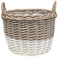 Thumbnail for 3/Set, White Dipped Willow Gathering Basket Planters - The Fox Decor