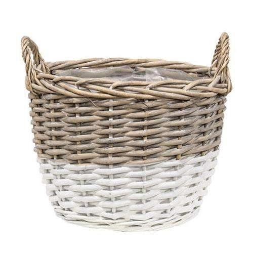 3/Set, White Dipped Willow Gathering Basket Planters - The Fox Decor