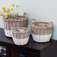 Thumbnail for 3/Set, White Dipped Willow Gathering Basket Planters - The Fox Decor