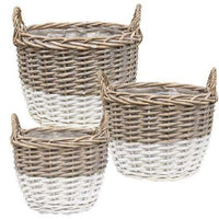 Thumbnail for 3/Set, White Dipped Willow Gathering Basket Planters - The Fox Decor