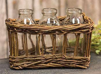 Willow Bottles w/ Basket - The Fox Decor