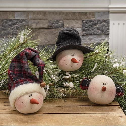 3/Set, Snowman Head Ornaments - The Fox Decor